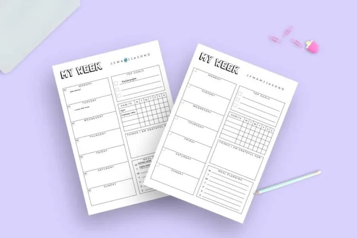 Printable Planner Template Weekly Spread Bullet Journal. Bullet Journal  Inserts. Printable Journal Pages 