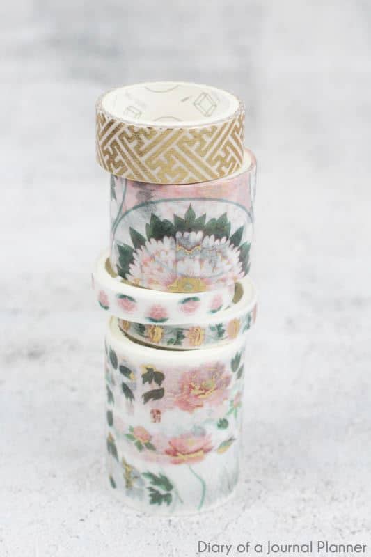 peony gold foil washi tape set