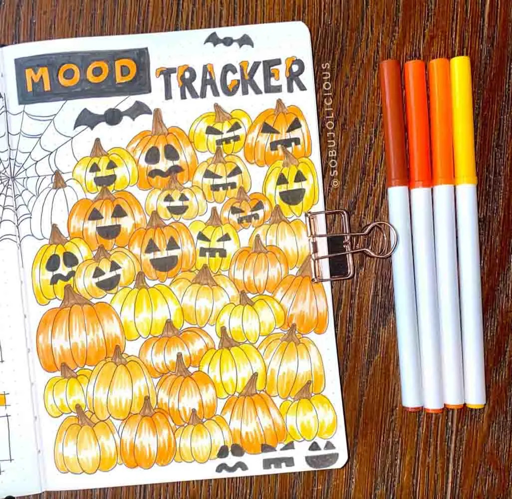 Bullet Journal Halloween Doodle Mood Tracker