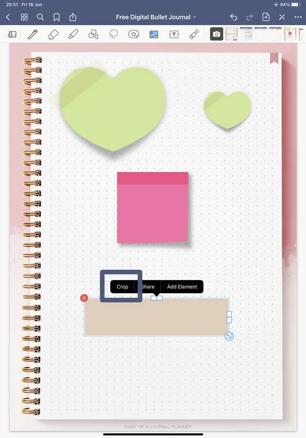 cropping digital journal stickers