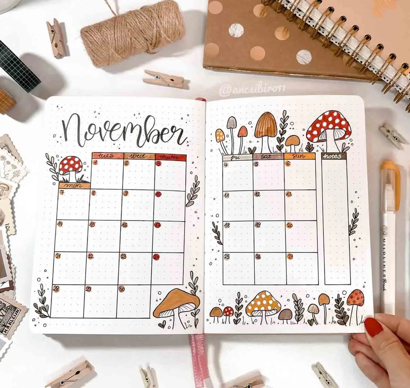 mushroom bullet journal theme