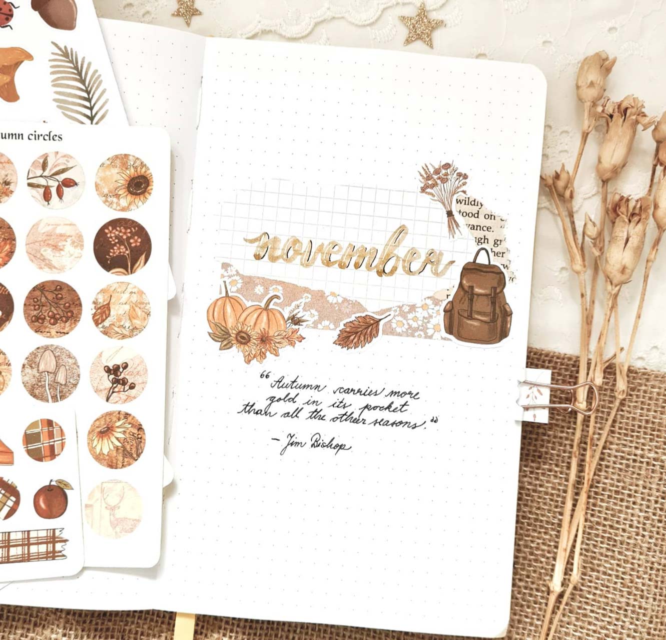 November Bujo Cover Page With scrapbooking