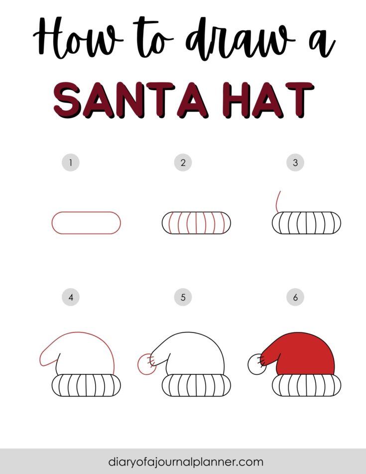 Santa hat step-by-step doodle tutorial