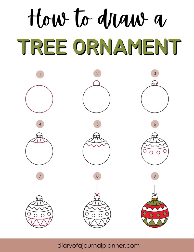 How To Doodle a tree ornament step-by-step guide