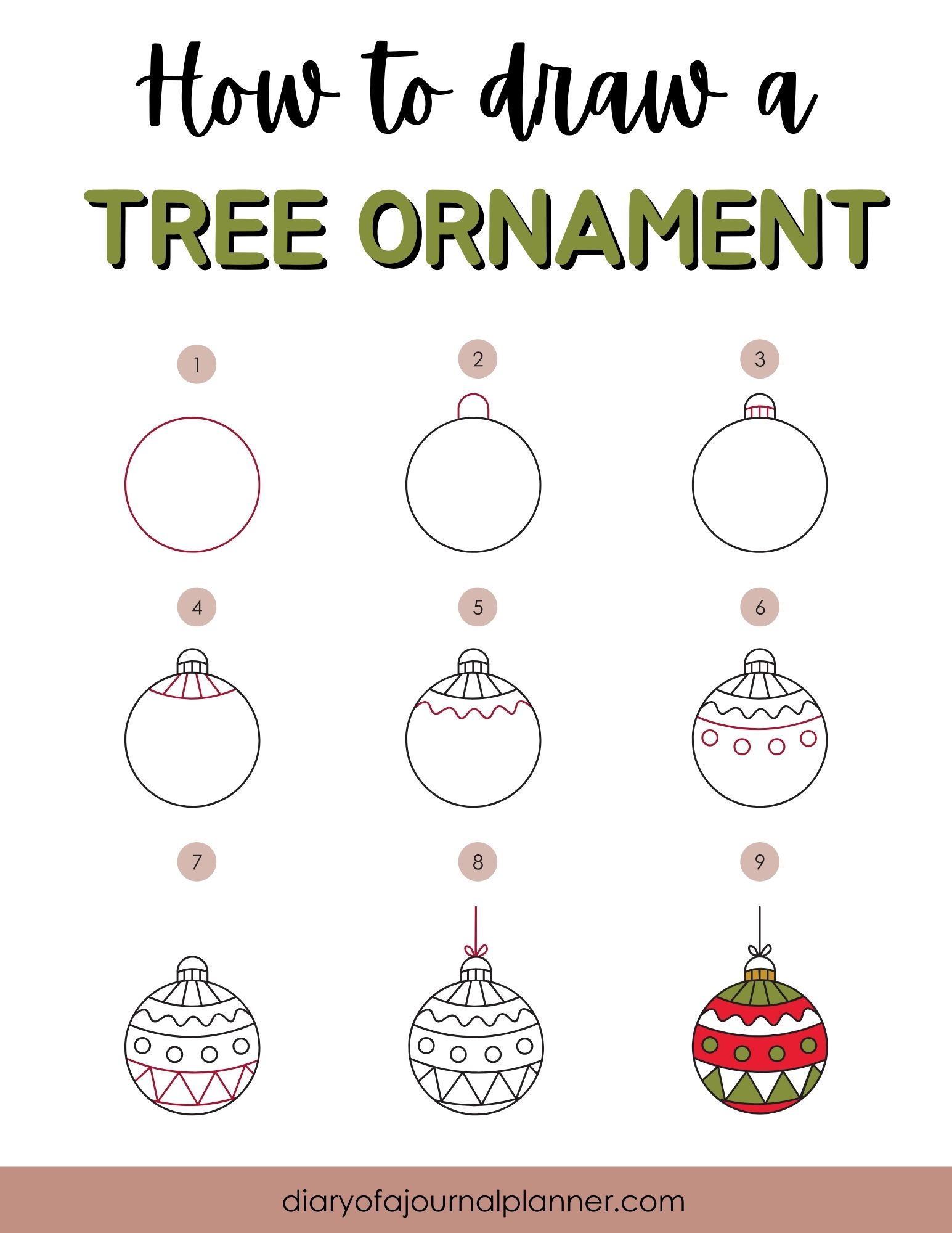 How To Doodle a tree ornament step-by-step guide