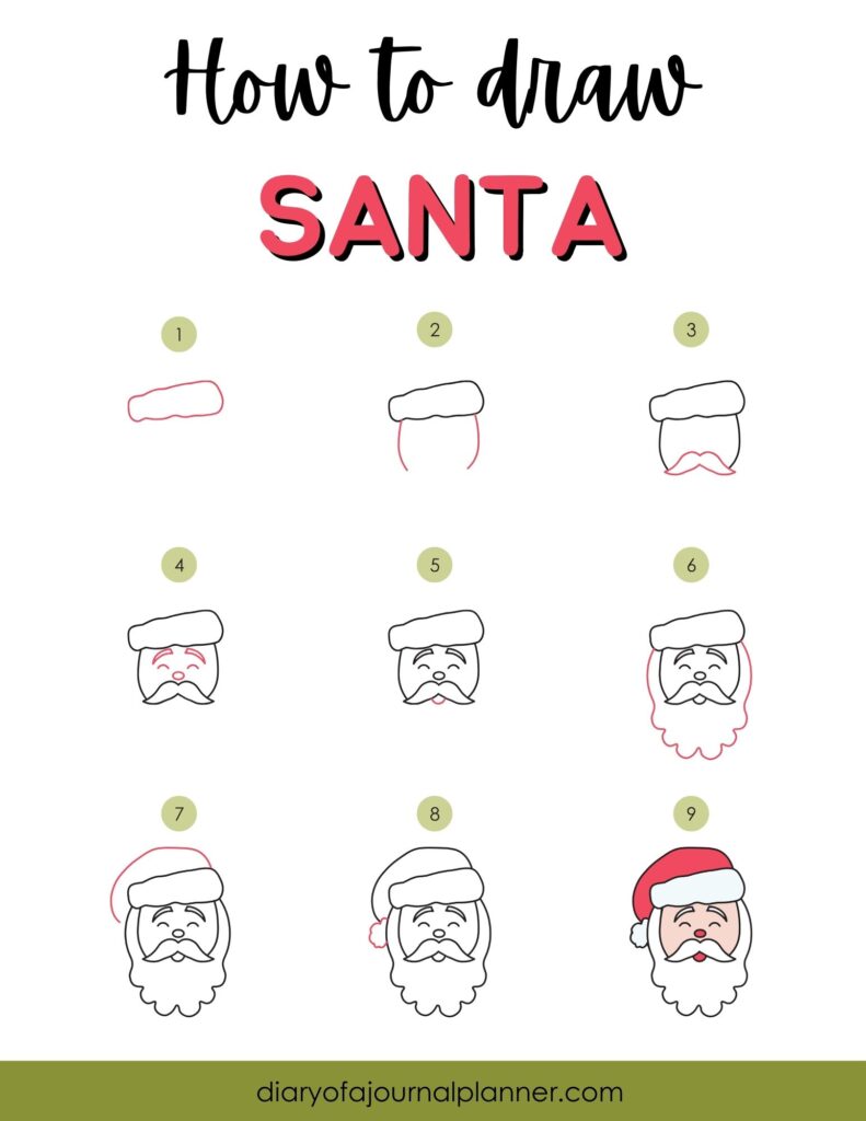 How To doodle Santa step-by-step