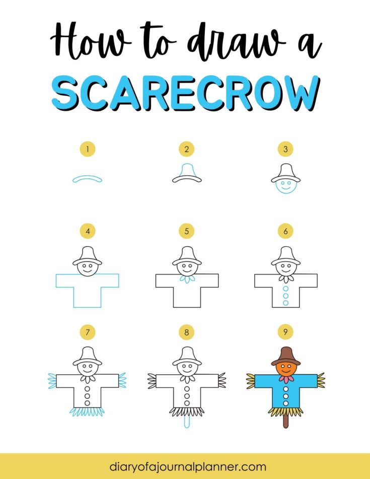 Easy scarecrow drawing for beginners
