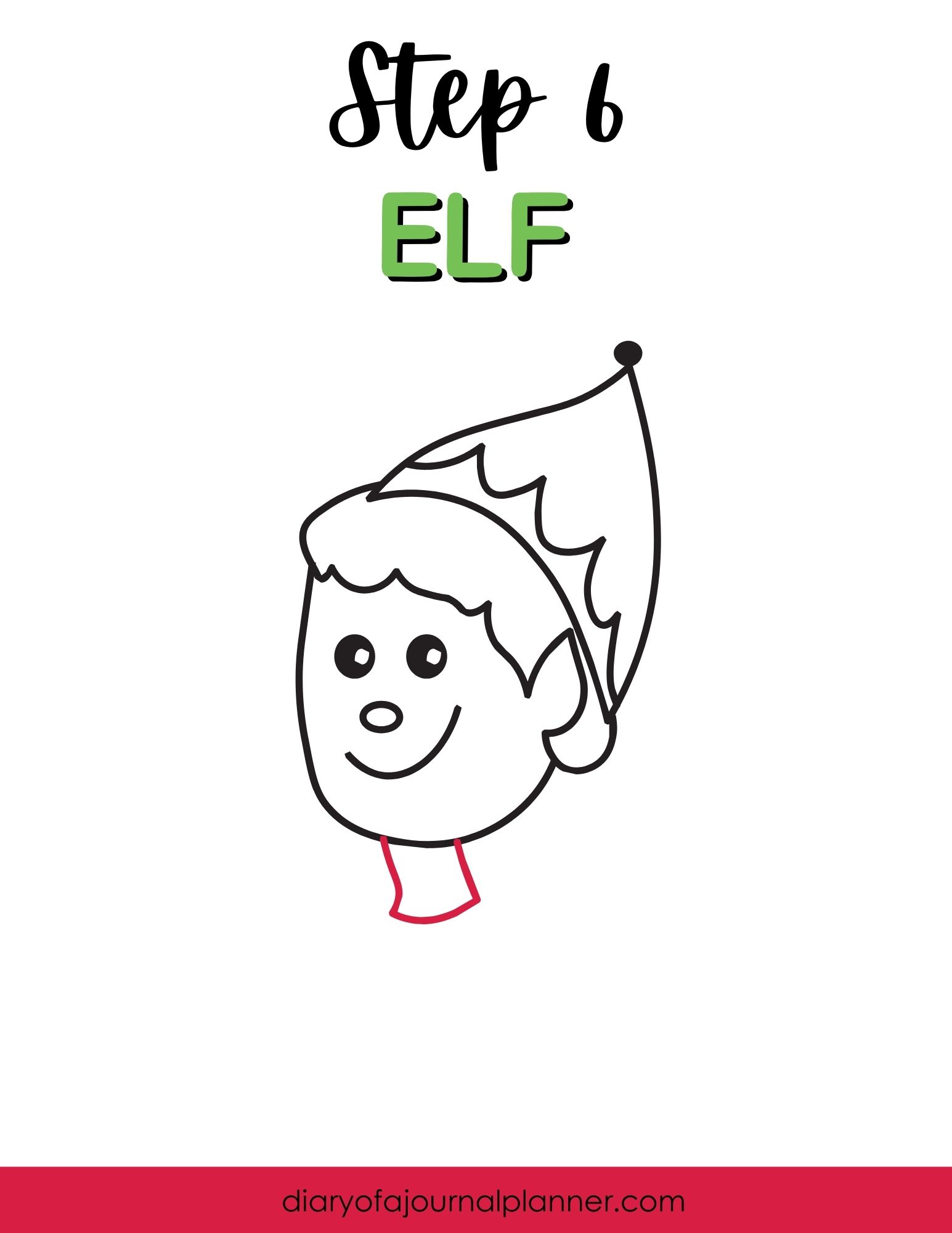 Step 6- how to draw a christmas elf