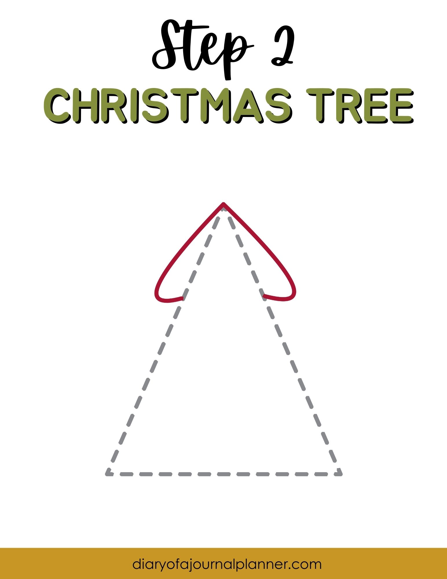 Step 2 - kids christmas tree drawing step-by-step