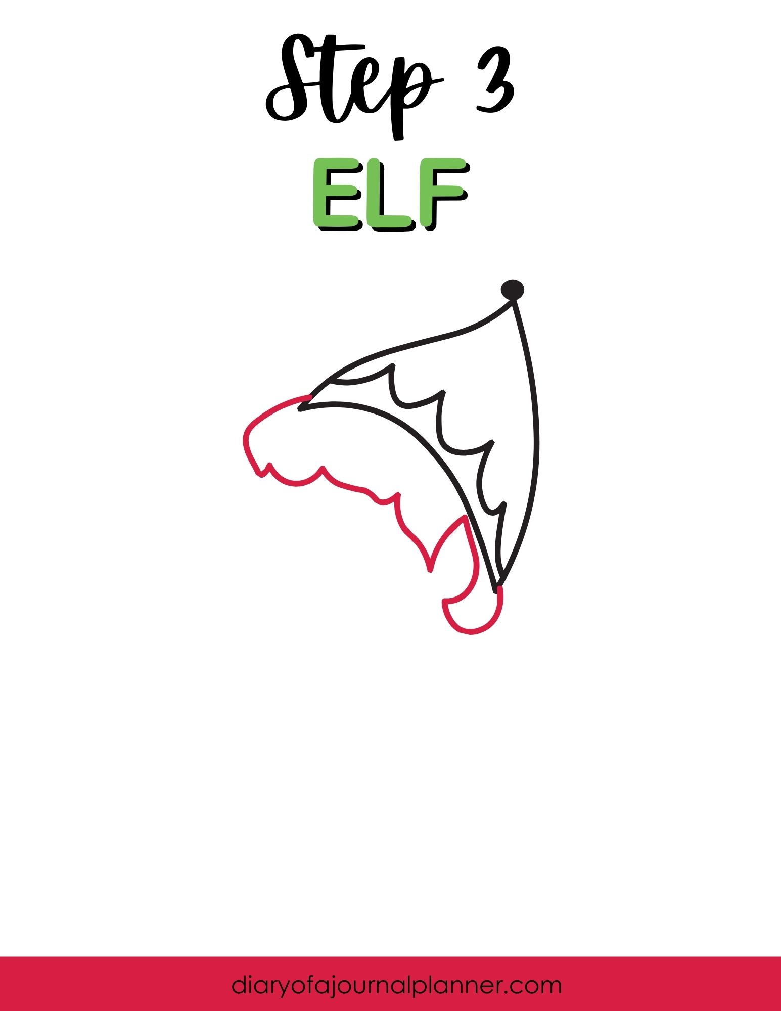 Step 3- drawing tutorial for santas helper elf