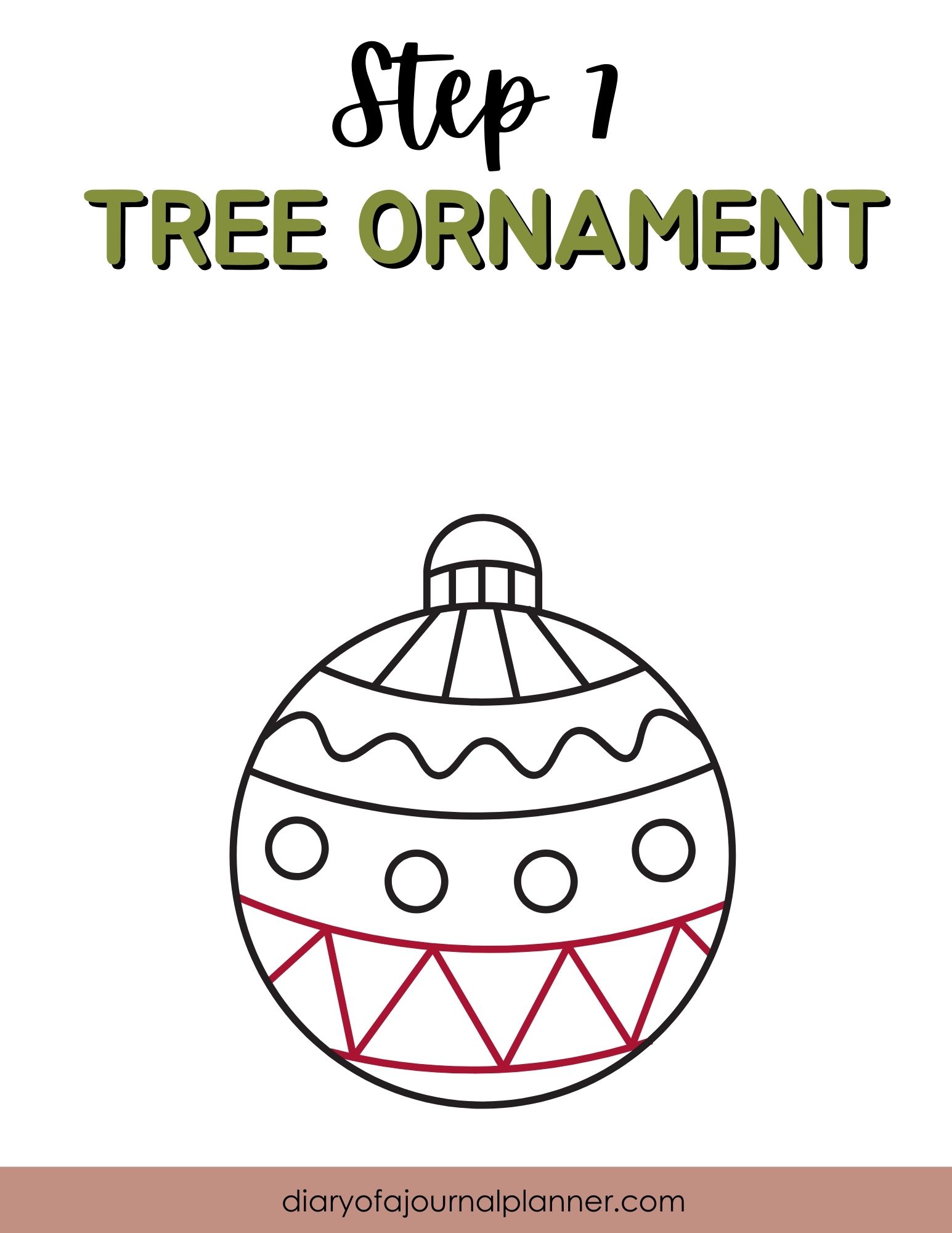 Step 7 - Round Tree ornament drawing for beginners