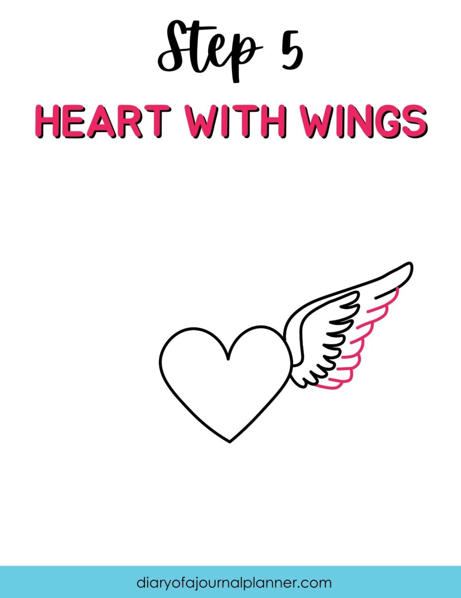 How To Draw A Heart With Wings Doodle