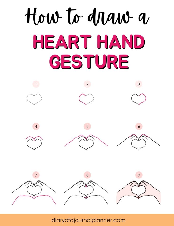 How To Draw A Heart Hand Gesture Doodle