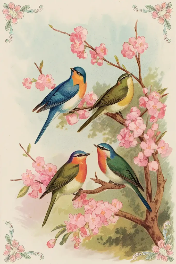 Spring vintage scrapbook paper