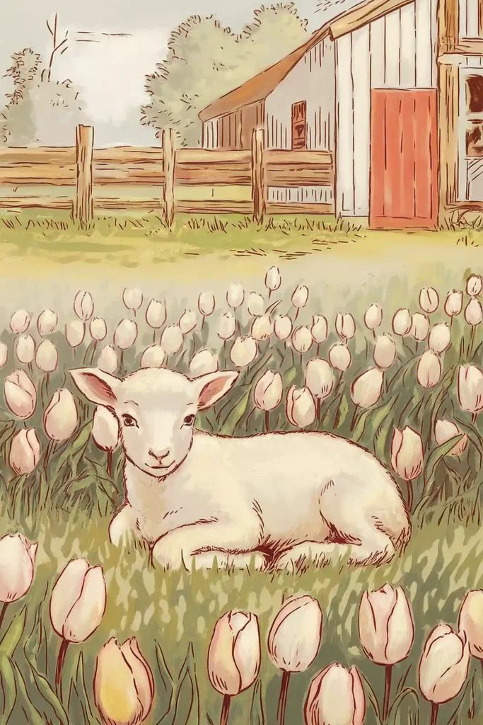 Lamb vintage scrapbook paper