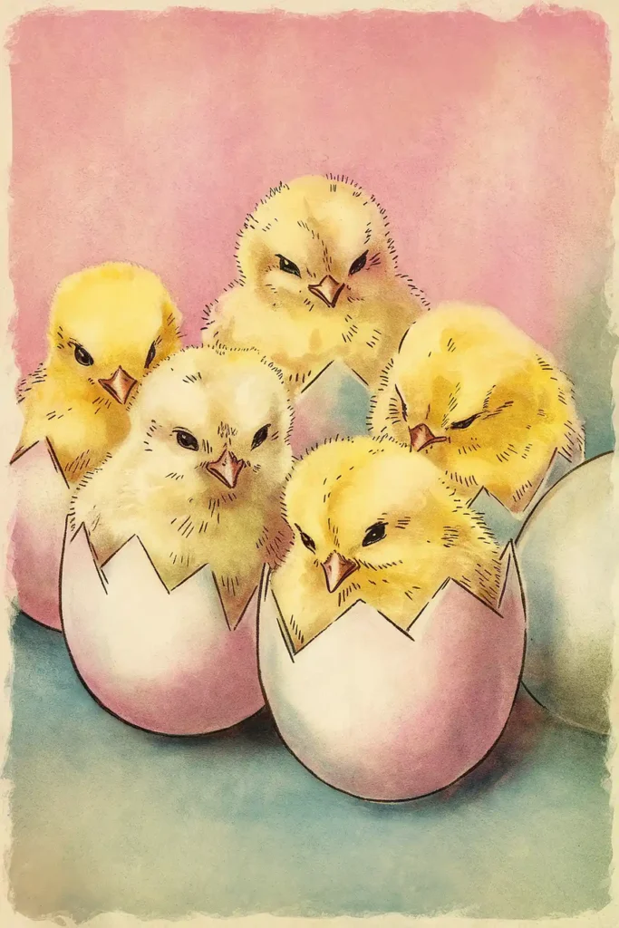 Chicks vintage scrapbook paper