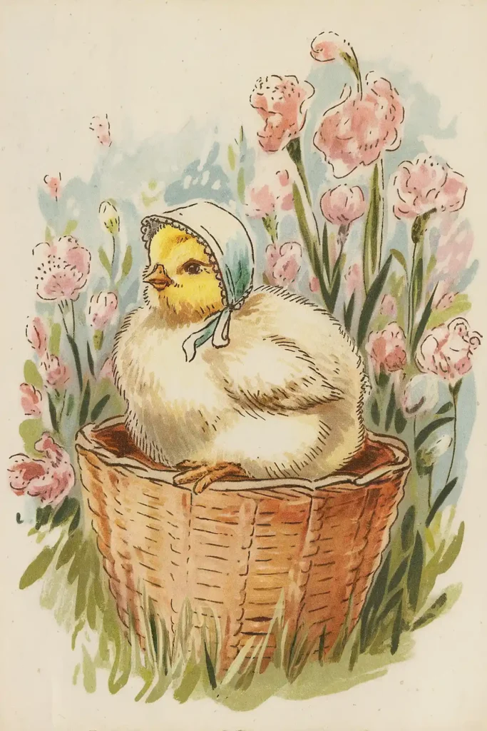 Easter chick vintage scrapbook paper