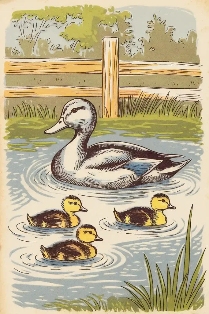Cute duck vintage scrapbook paper