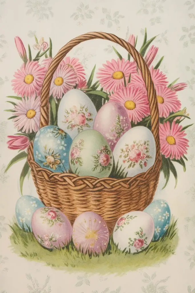 Easter basket vintage image