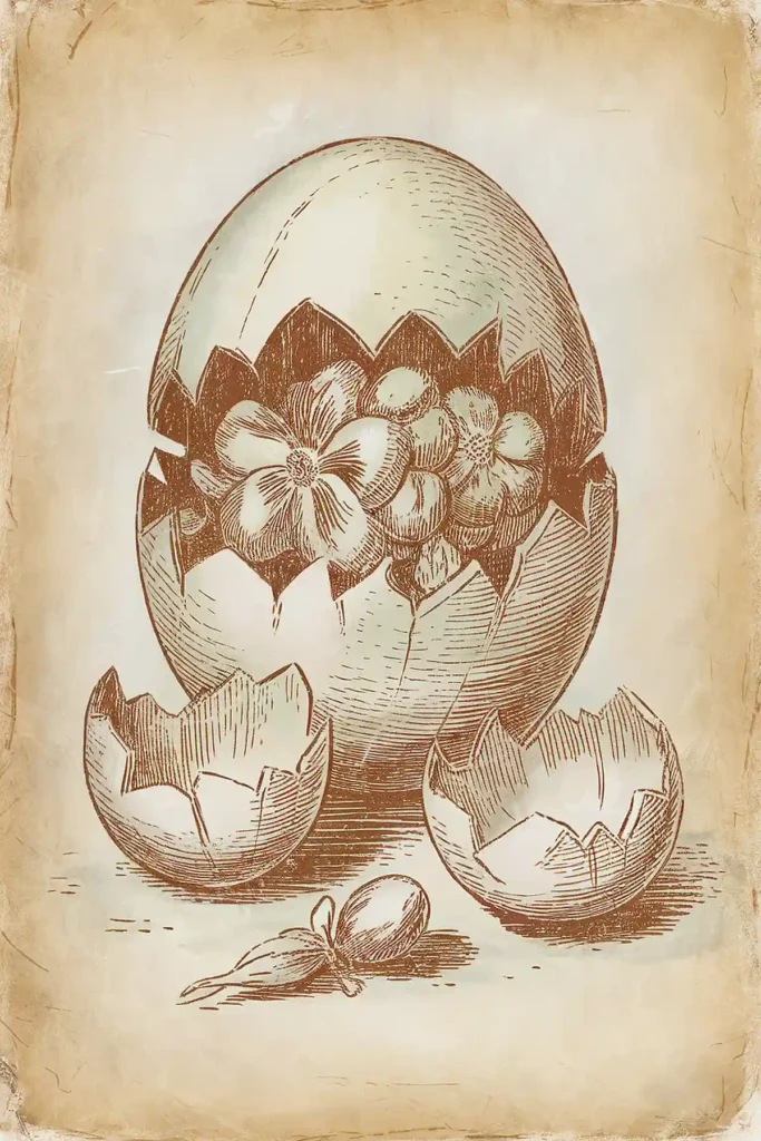 Cracked egg vintage image