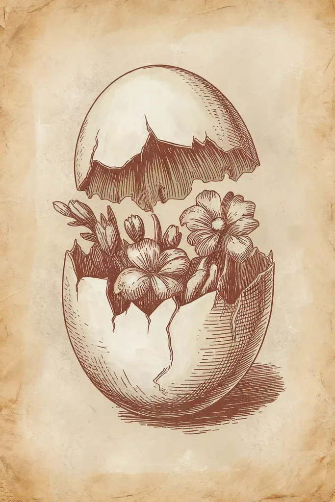Flower egg vintage image
