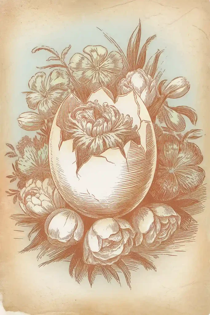 Easter basket vintage paper for scrapbooking