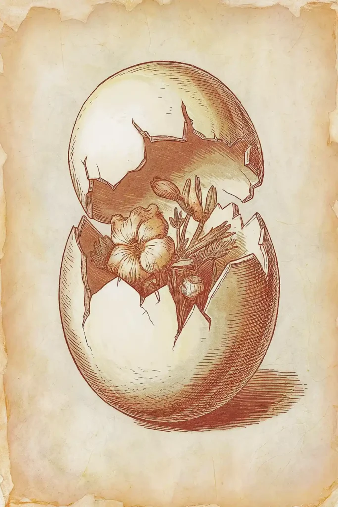 vintage paper for scrapbooking with egg drawings