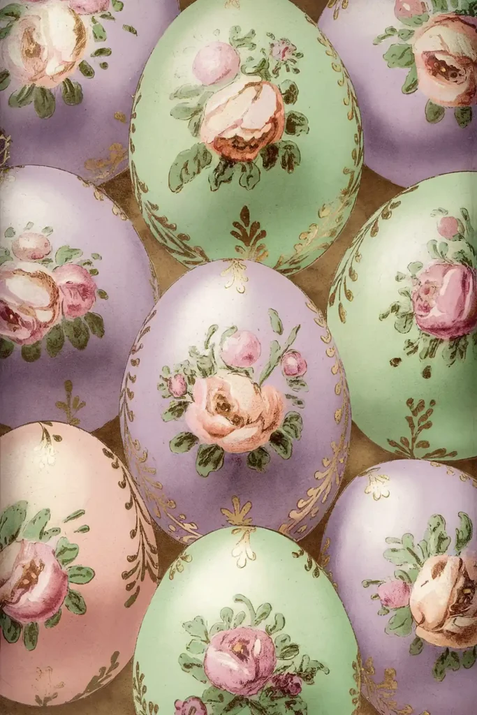 Painted eggs vintage paper for scrapbooking