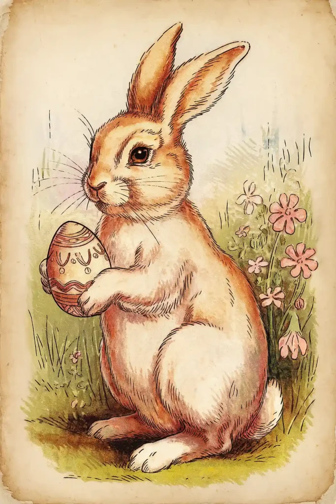 Bunny Easter inspired vintage image