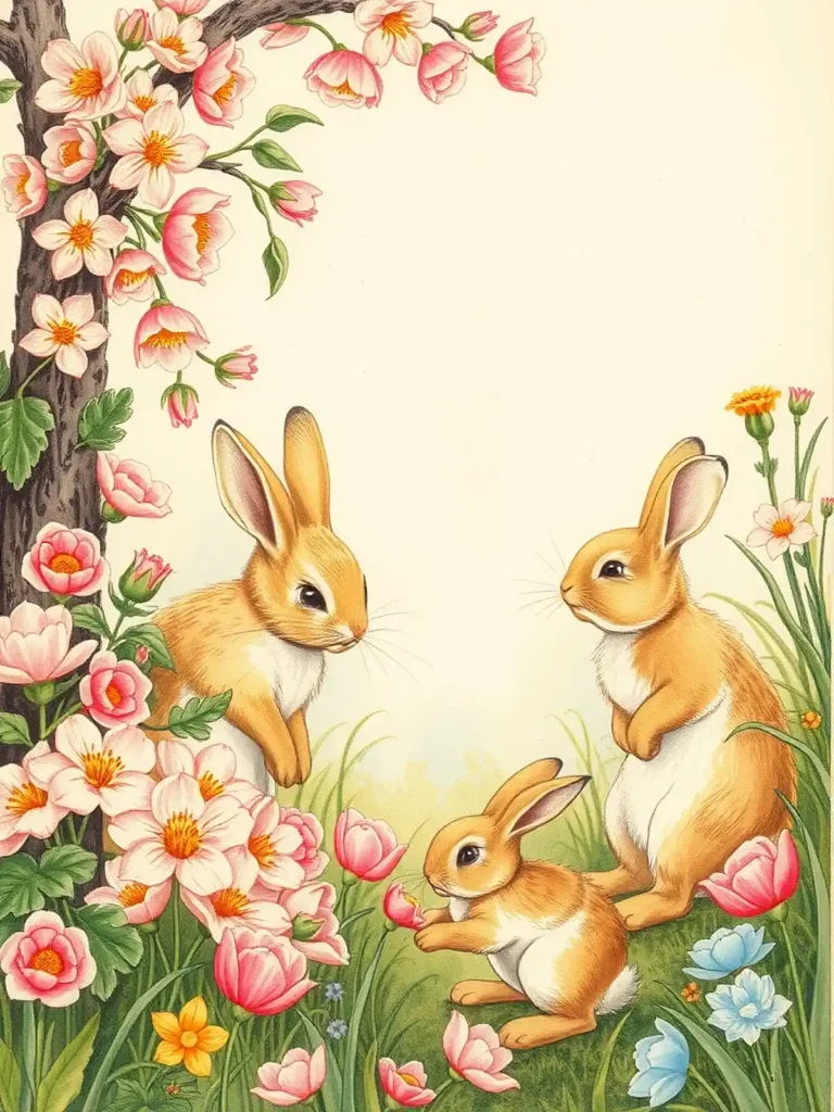 Old paper Bunny vintage image