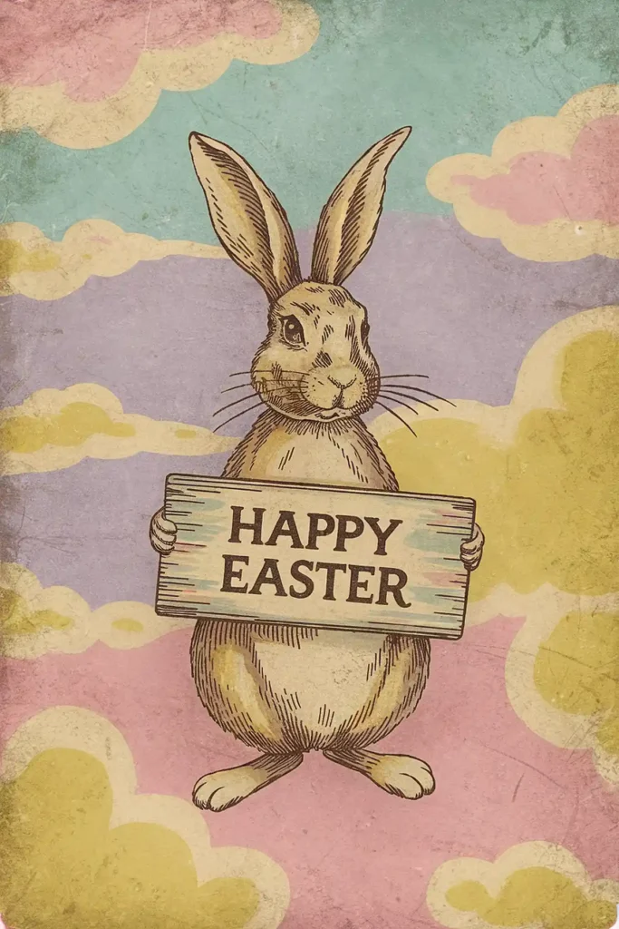 Happy Easter bunny vintage image