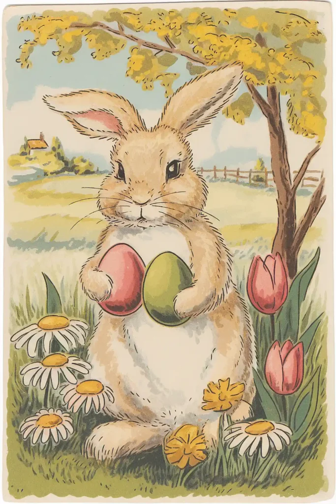 Bunny vintage image for junk journal