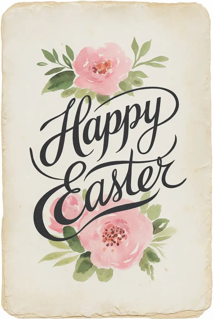 Floral happy Easter drawing vintage