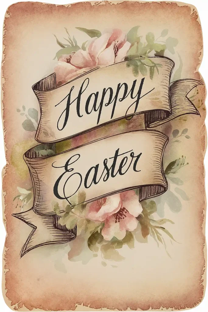Vintage Happy Easter Banner Postcard