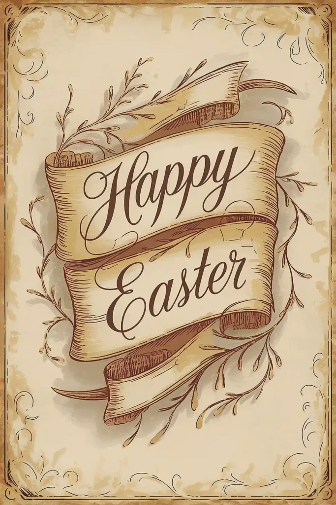 Old Vintage Happy Easter Banner