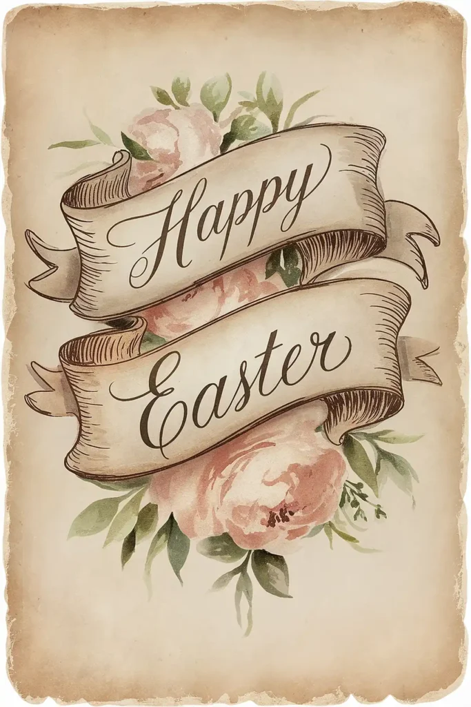 Floral Vintage Happy Easter Banner image