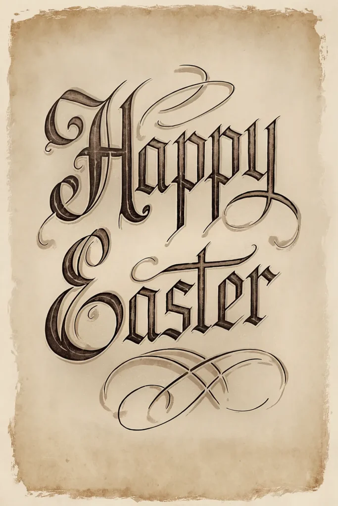 Victorian "Happy Easter" Calligraphy vintage image