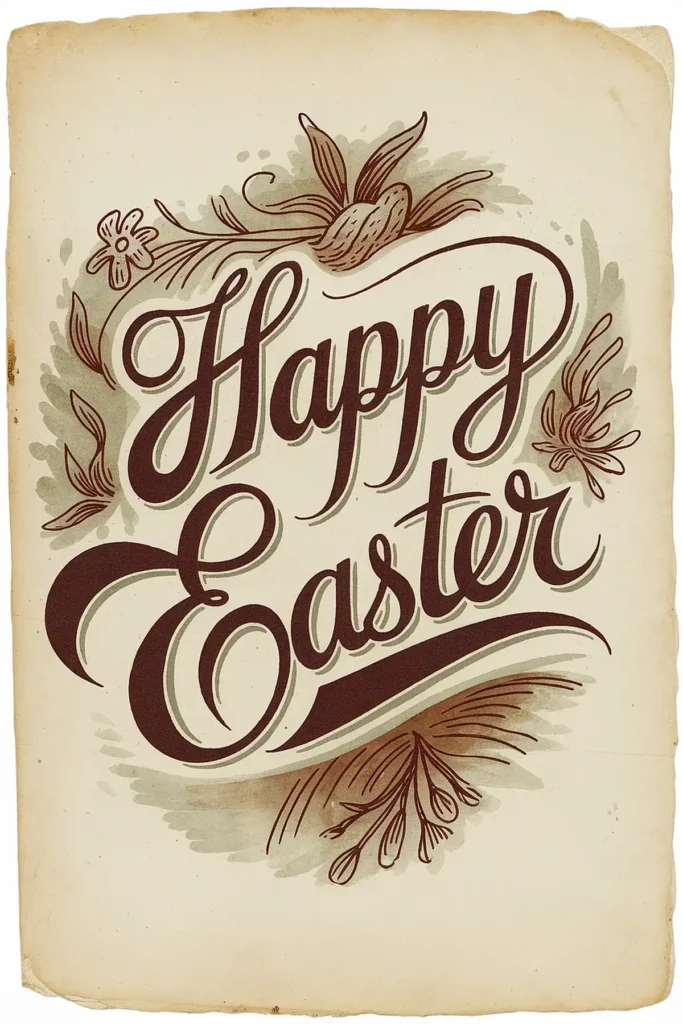 "Happy Easter" vintage Calligraphy