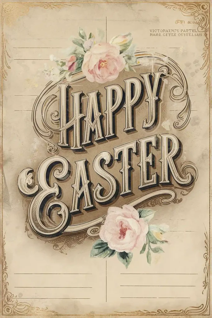 Victorian "Happy Easter" Calligraphy