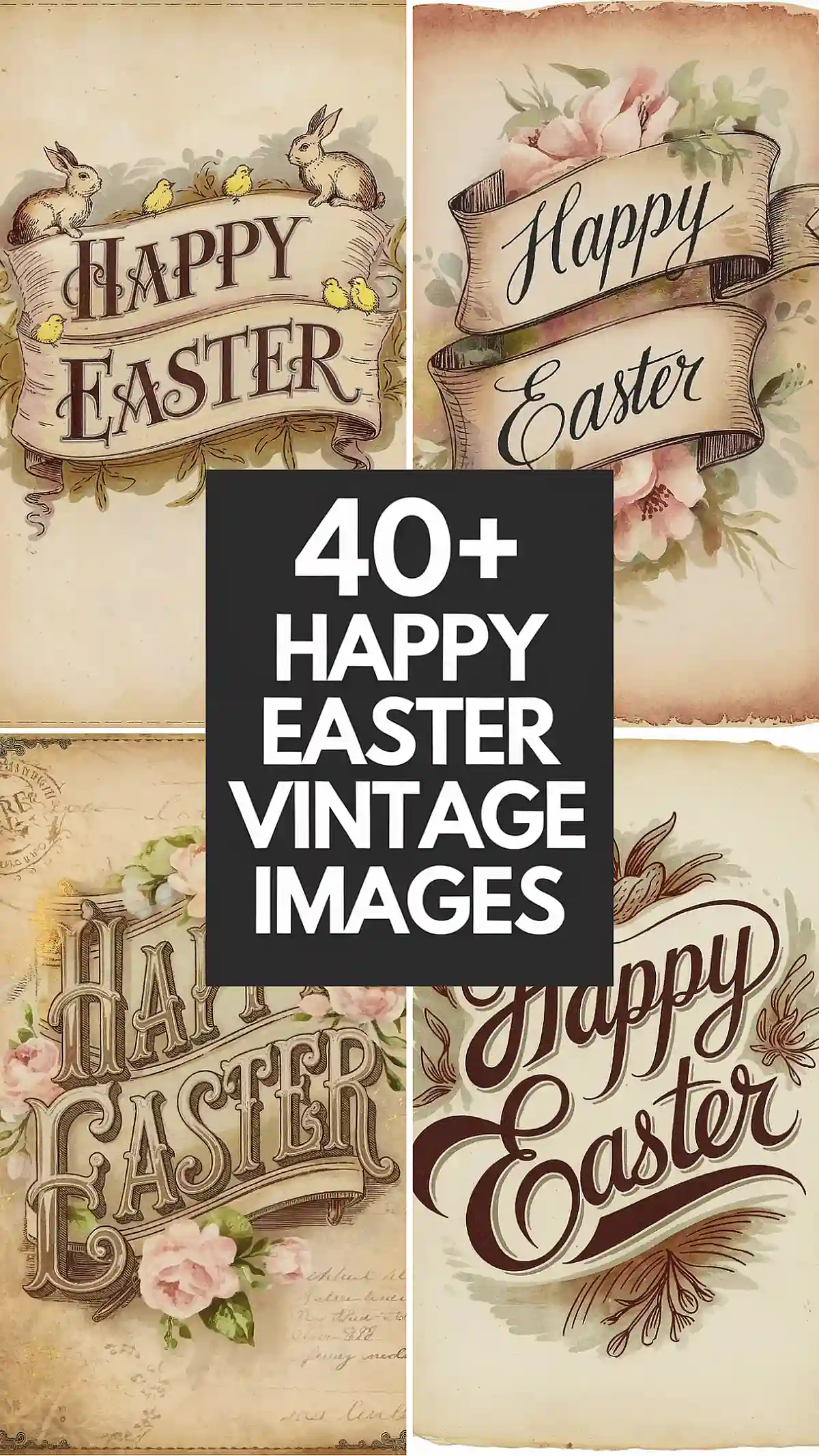 Celebrate Easter with these Happy Easter vintage images! Perfect for scrapbooking, journaling, or adding nostalgia to your crafts. Save it now, vintage Easter postcards, retro Easter images, Victorian Easter images, Easter prints, free vintage Easter printables.
