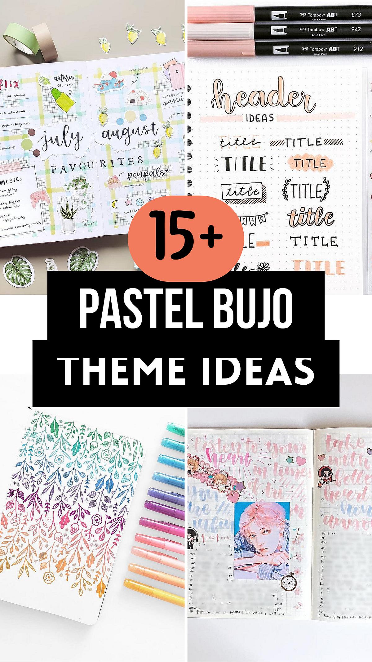 15+ pastel bujo theme ideas with creative layouts and design inspiration.