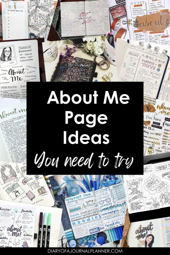 Creative About Me page ideas featuring diverse journal layouts and designs for inspiration.