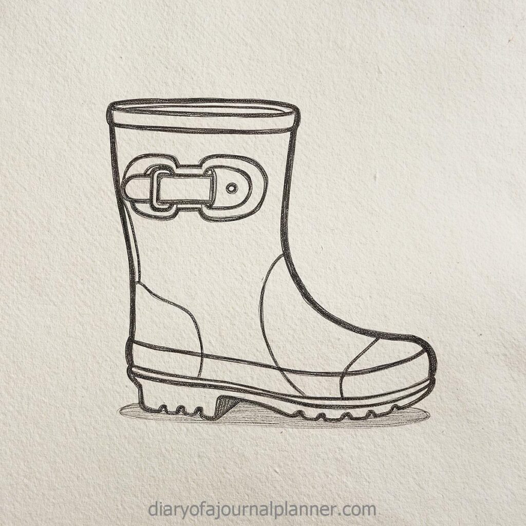 Illustration of a stylish boot with buckle, perfect for fashion design or coloring pages.