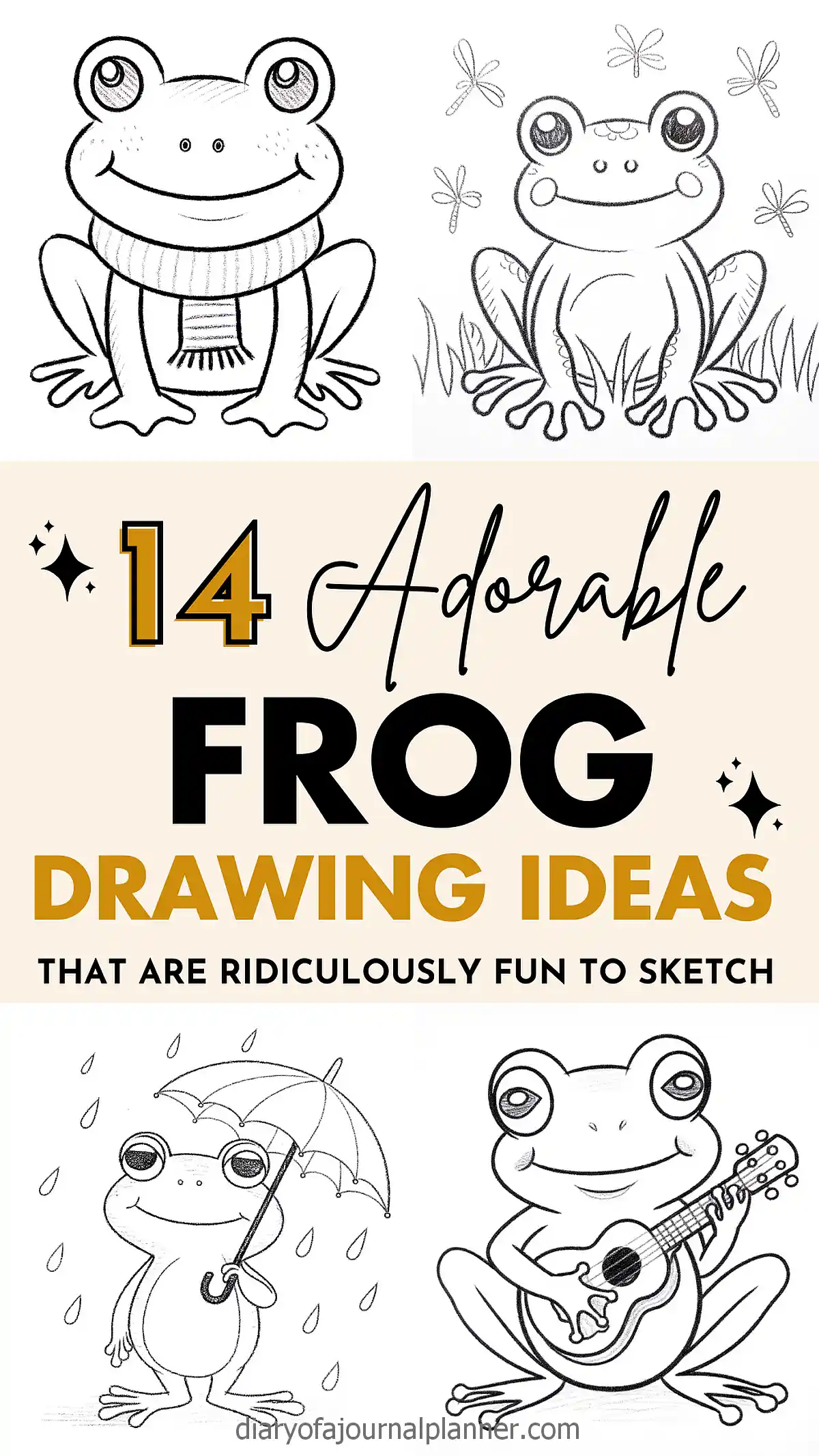 Explore 14 cute frog drawing ideas for sketching fun. Perfect for kids and art enthusiasts. Simple and adorable designs.
