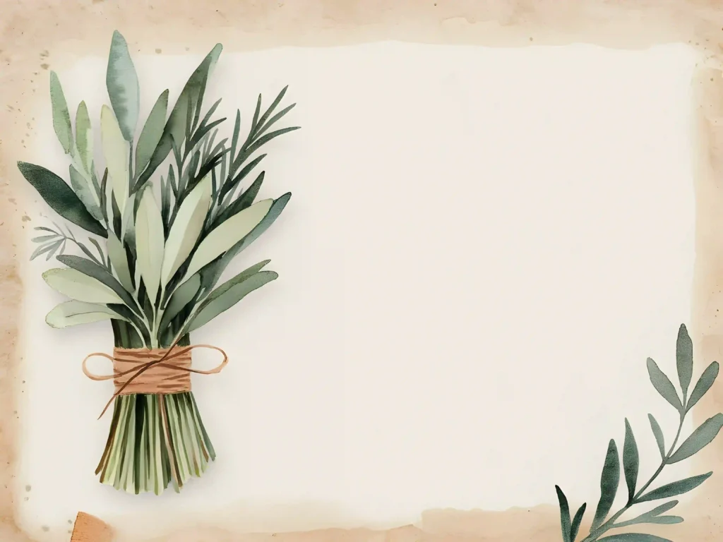 Watercolor herbs bouquet on vintage paper background, perfect for culinary or nature-themed designs.