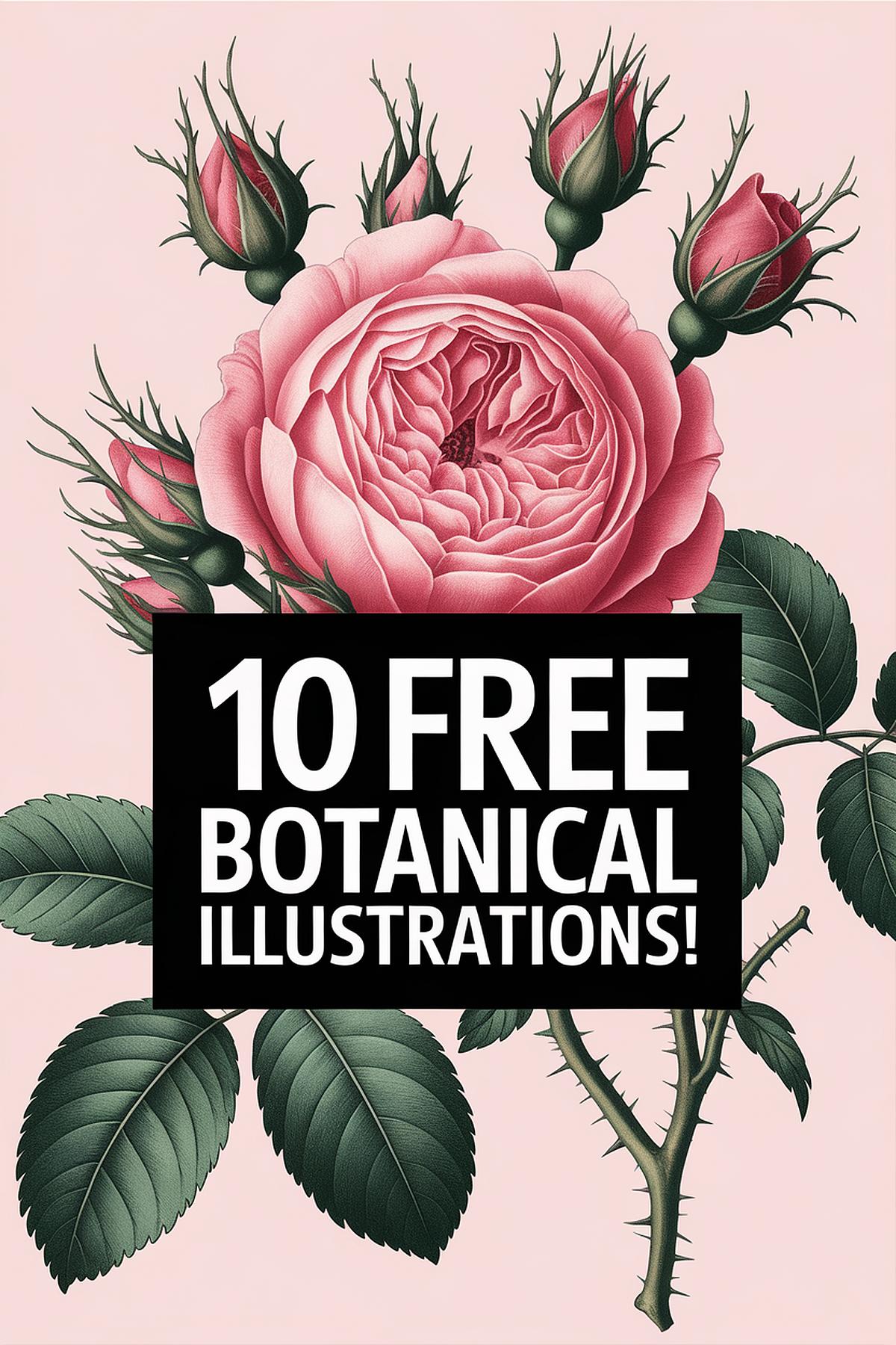 Free Vintage Botanical Illustrations on a light background.