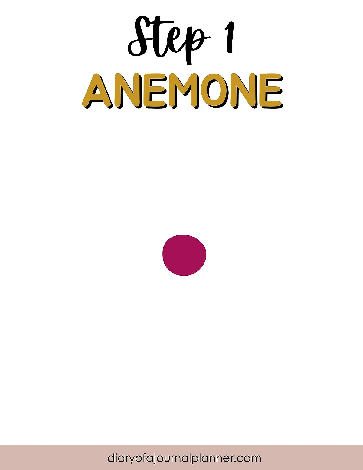 Step 1: Start Anemone Drawing with a Magenta Dot on White Background