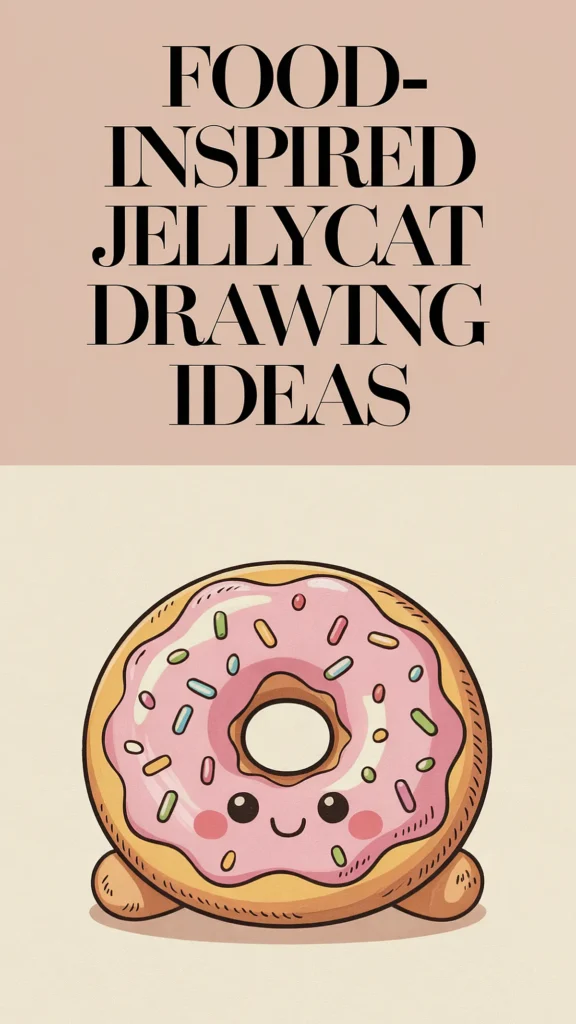 Cute donut drawing with pink frosting and sprinkles, inspired by Jellycat designs.