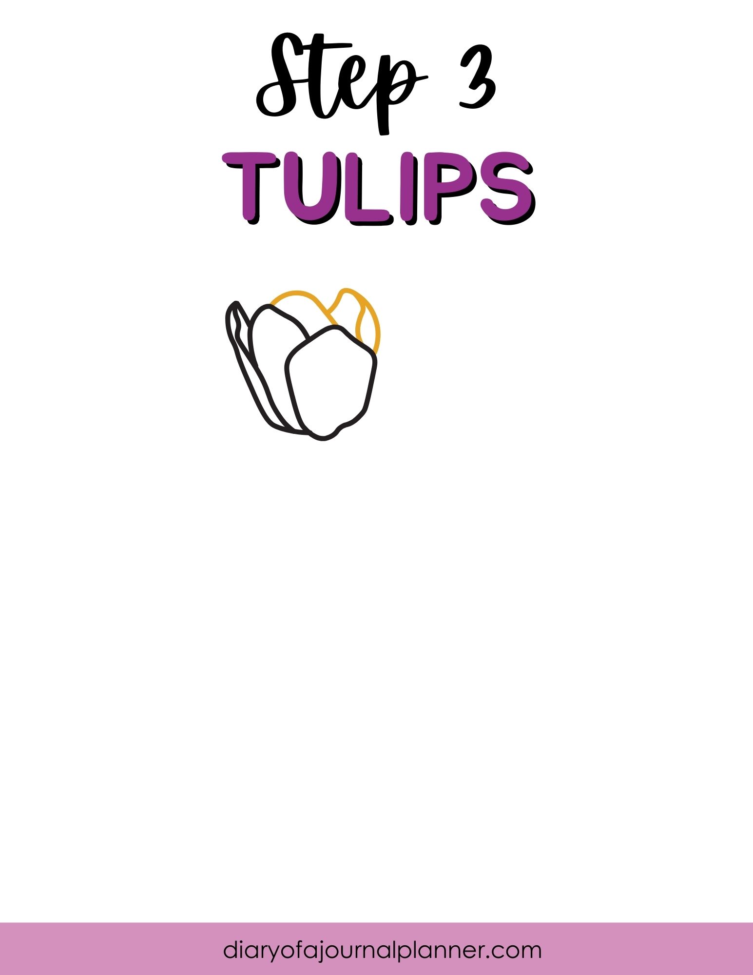 Step 3 sketching tulips with simple lines on a planner page by Diary of a Journal Planner.