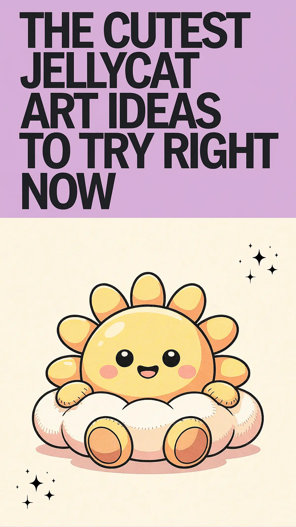 Cute Jellycat-inspired sun plush on cloud illustration, with text: The Cutest Jellycat Art Ideas to Try Right Now.